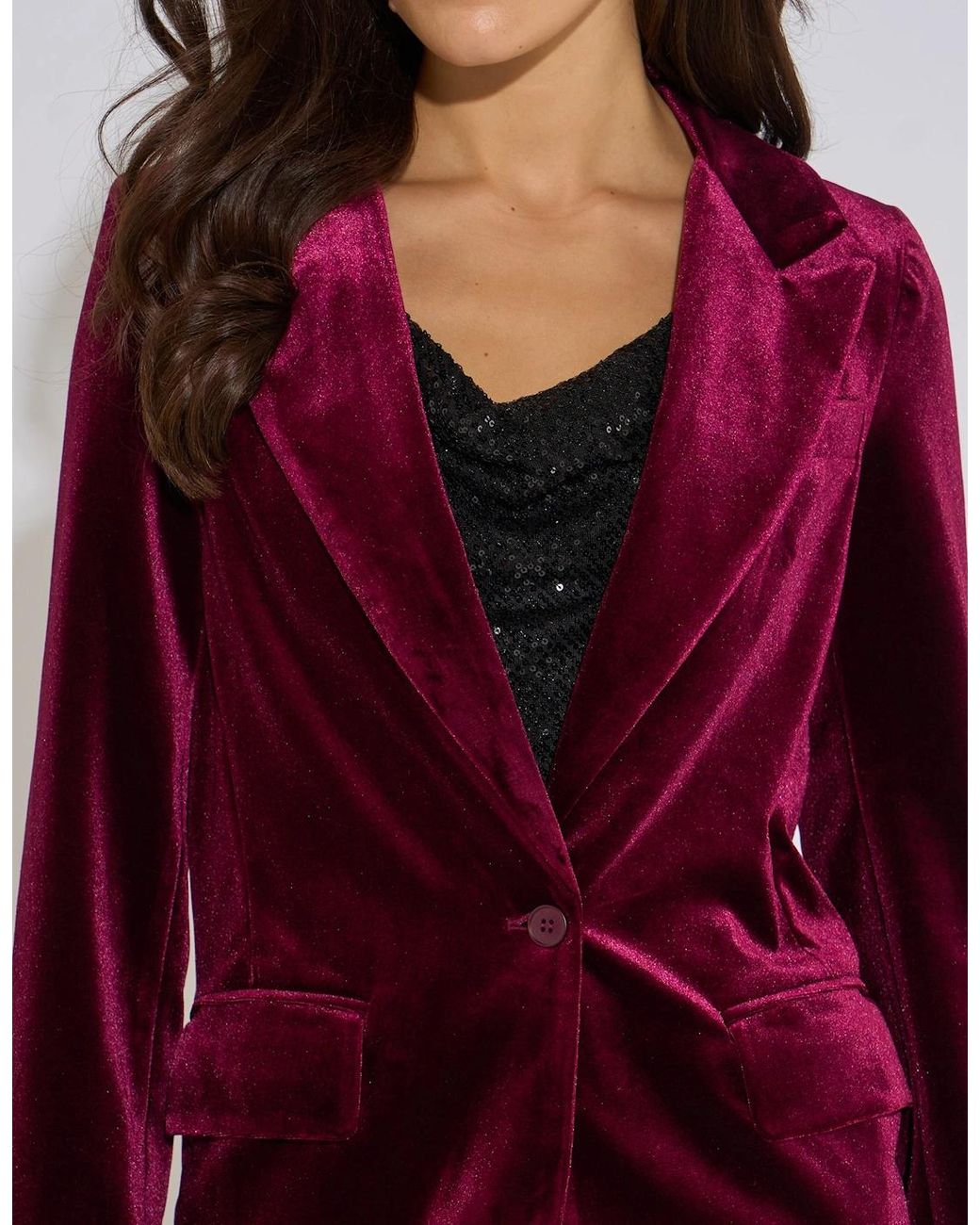 Gini London Red Mulberry Velour Jacket