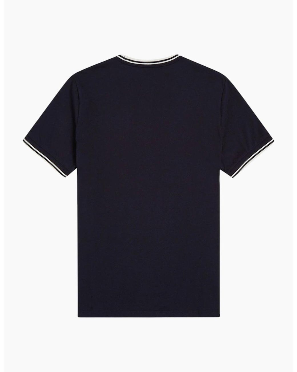Fred Perry Blue Twin Tipped T Shirt Crew Neck Short Sleeve Summer Tee for men