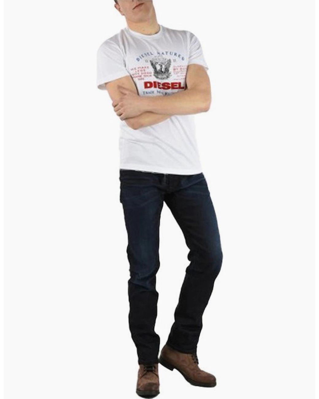 DIESEL White T Shirts T Logys Hemd Crew Neck Short Sleeve Casual Summer Tee for men