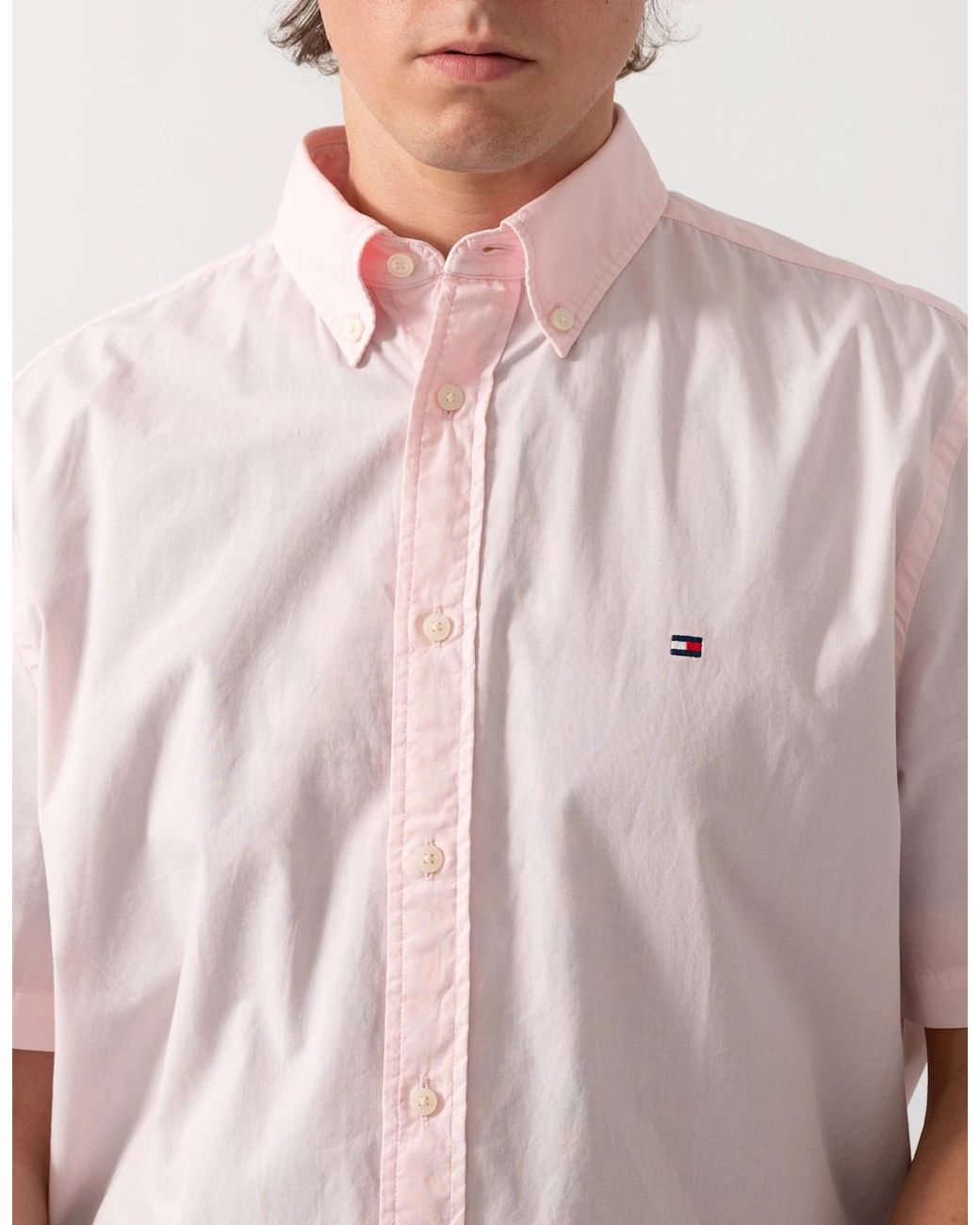 Tommy Hilfiger Pink Gmd Poplin Short Sleeve Shirt for men