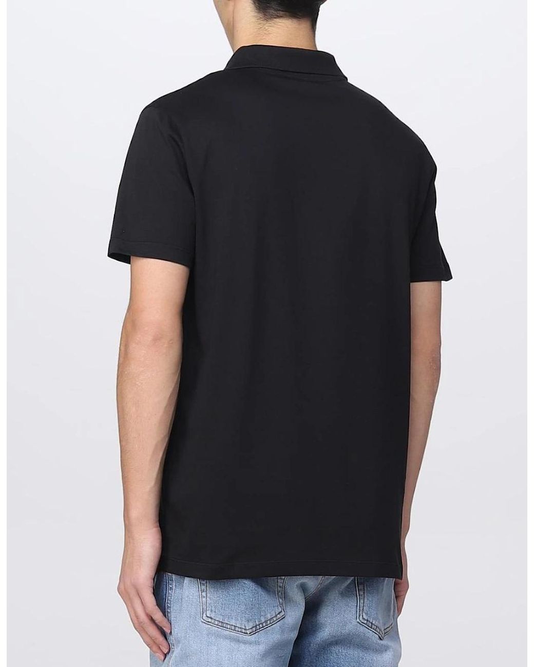 Balmain Black Small Flock Logo Polo Shirt for men