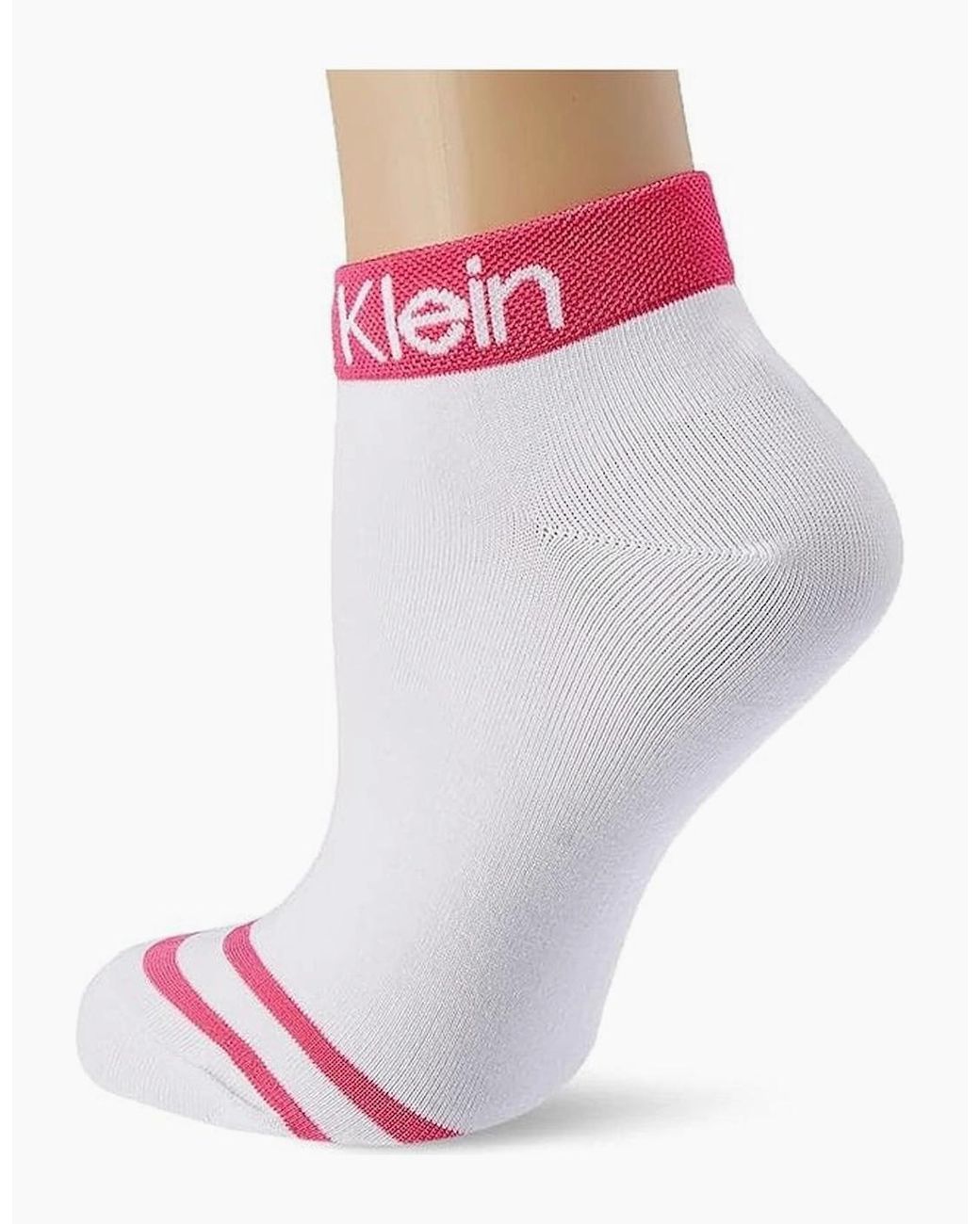 Calvin Klein Pink 2-Pack Logo Welt Quarter Socks
