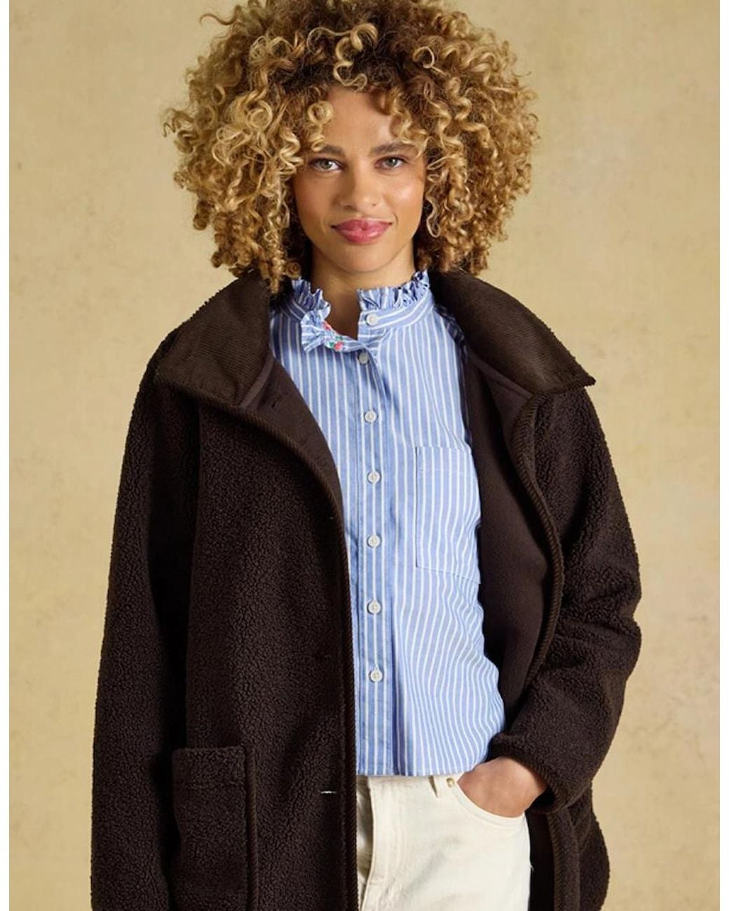 Joules Brown Sadie Longline Longline Jackets Chocolate