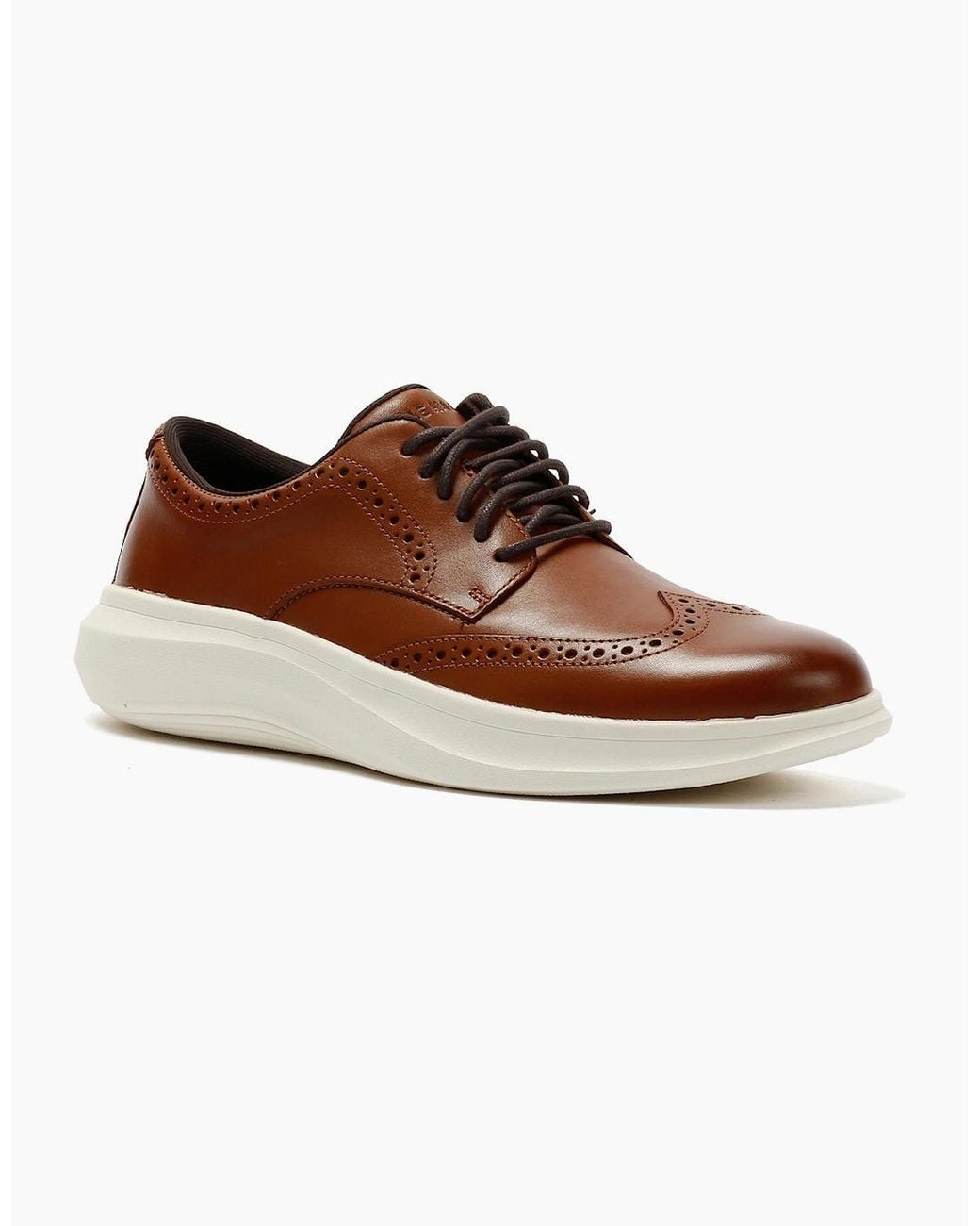 Cole Haan Brown Grand Aerion Wingtip Oxfords Leather British Tan Lace-Up Shoes for men