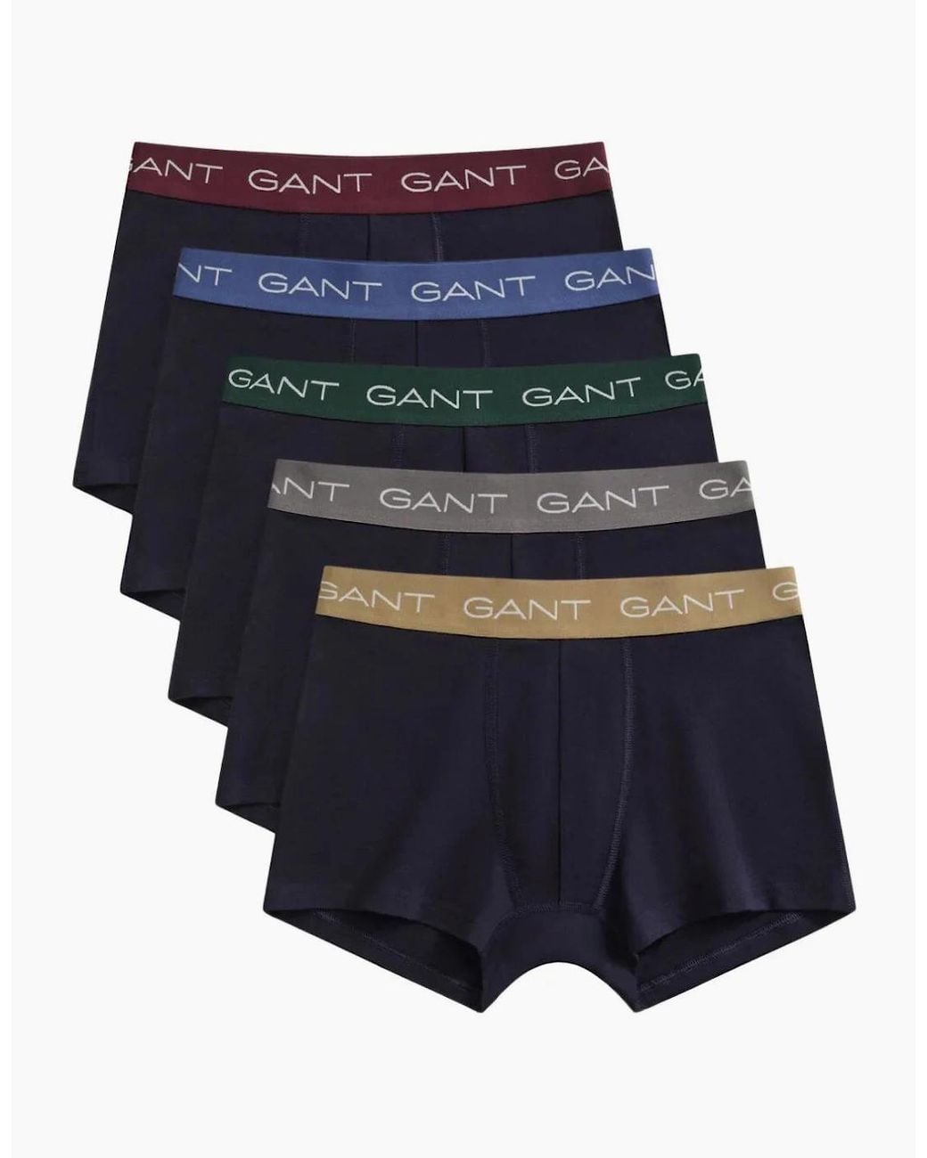 Gant Blue 5-Pack Classic Logo Boxer Trunks, W/ Burgundy/ /Taupe for men