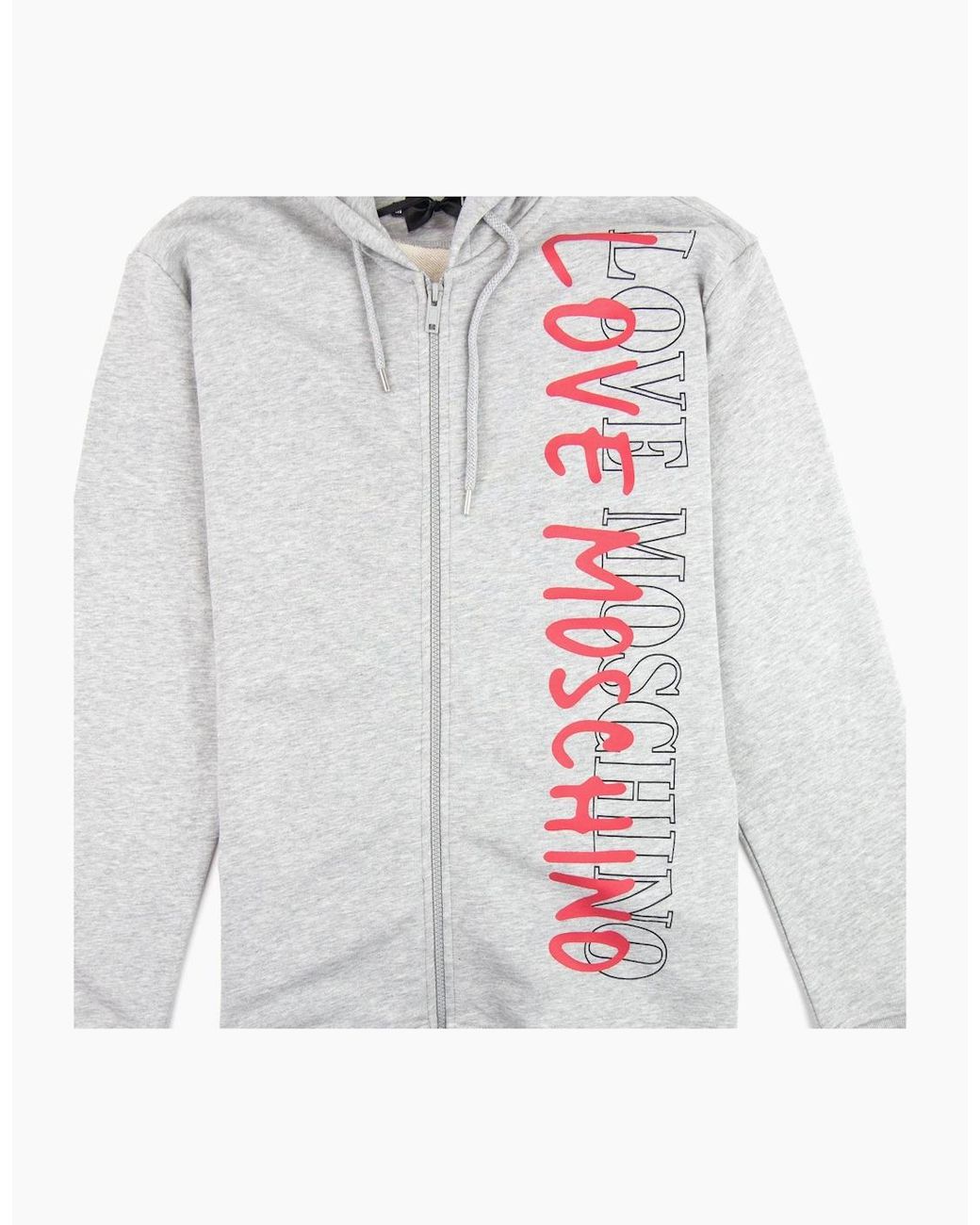 Love Moschino White Overlap Script Logo Zip Up Hoodie for men