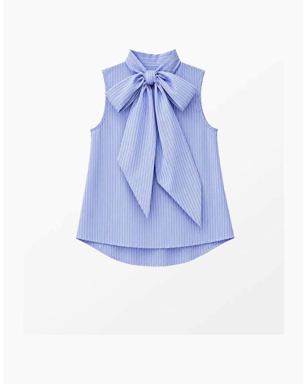 Ro&zo Blue Striped Bow-Detail Sleeveless Blouse
