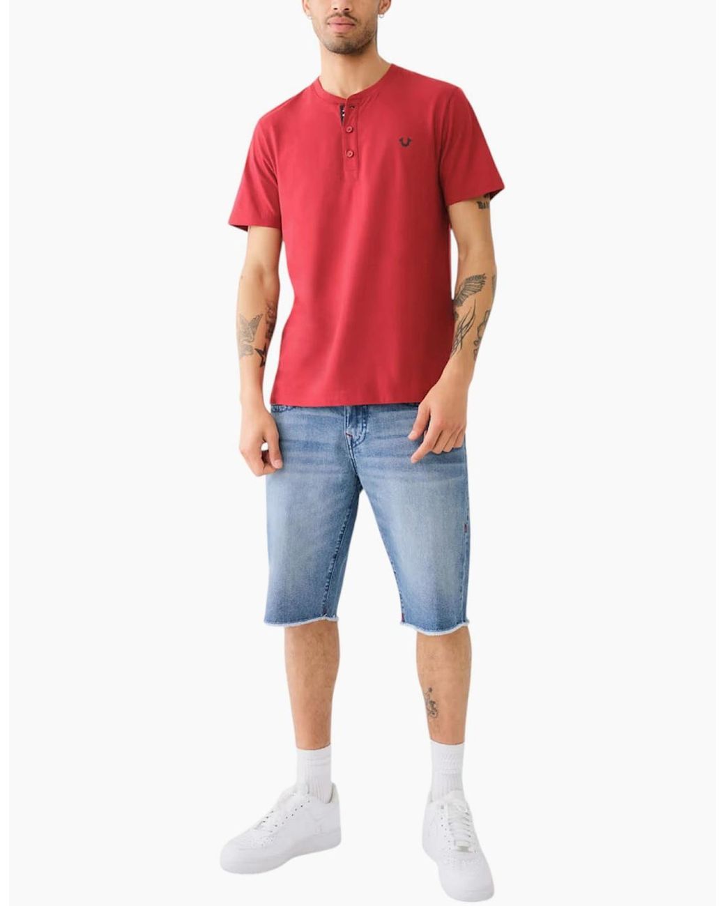 True Religion Red 108426 Henley T Shirt for men