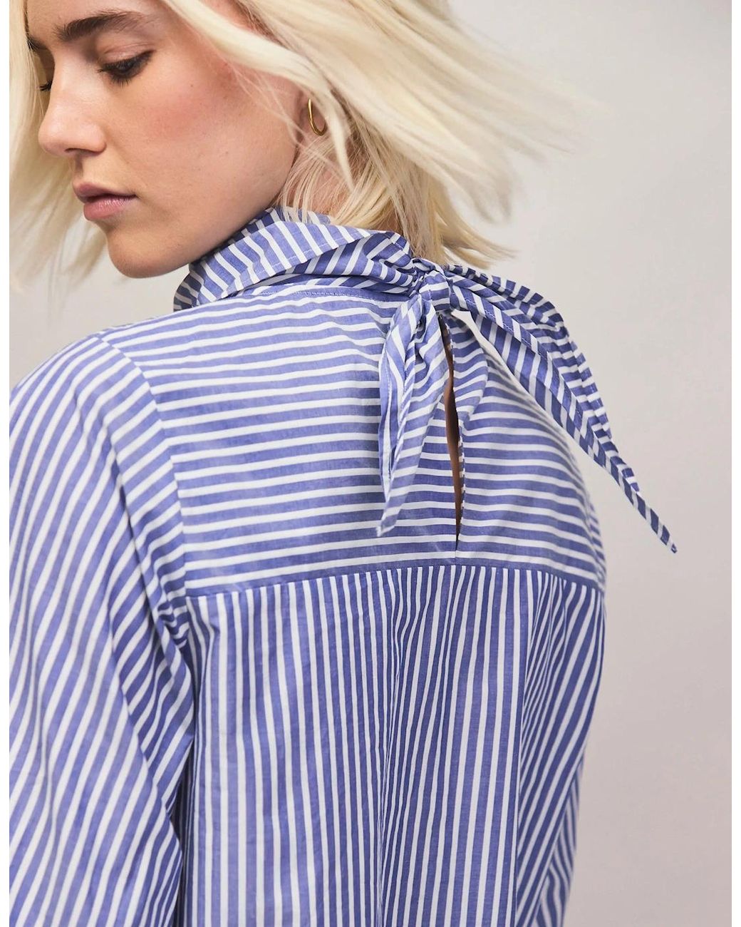 Ro&zo Purple Stripe Cotton Scarf Shirt