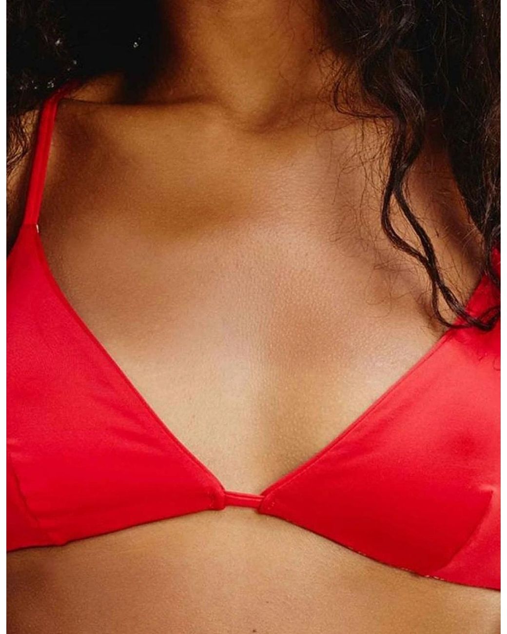 Tommy Hilfiger Red Reversible Triangle Swim Top, Logo Ww Aop