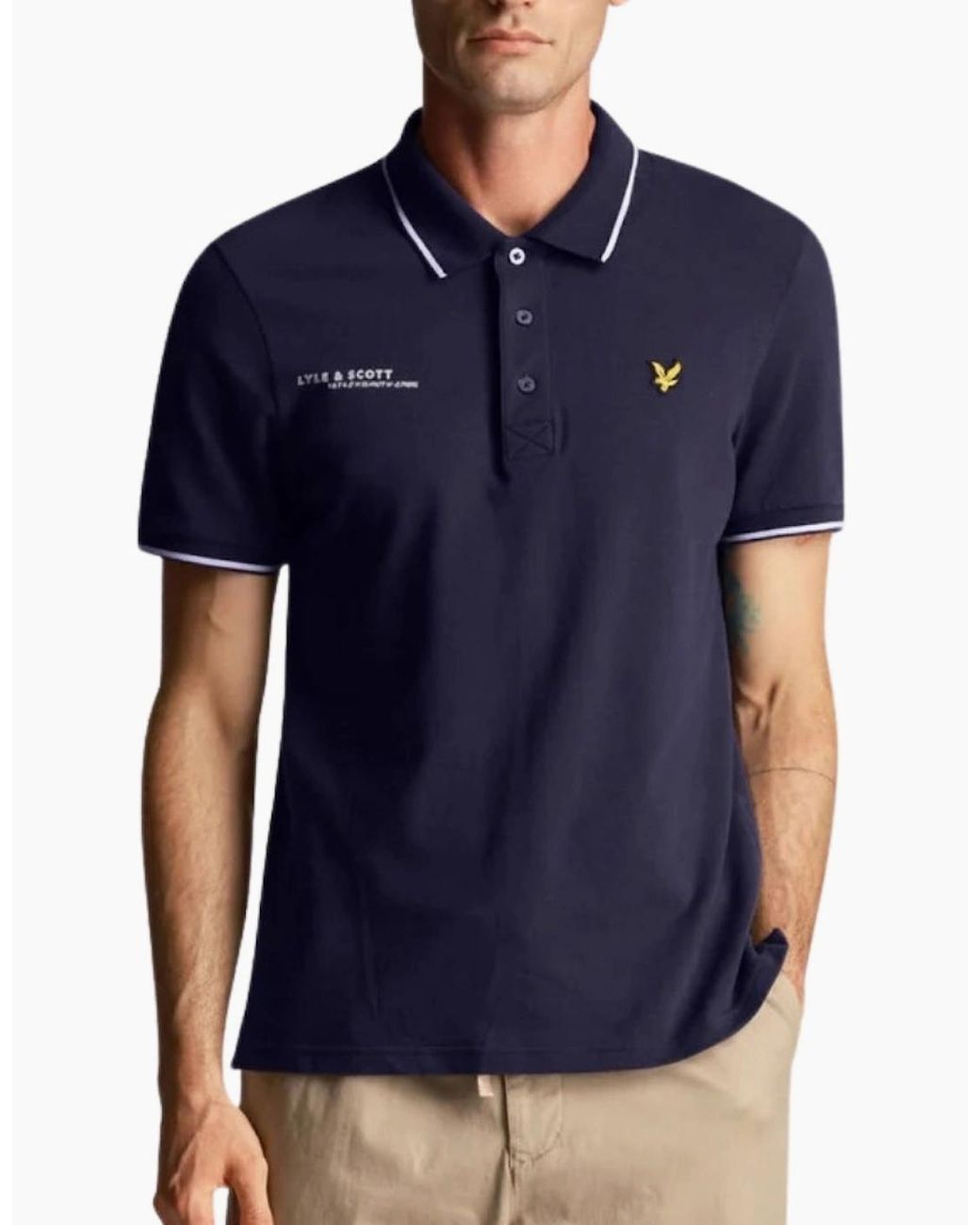 Lyle & Scott Blue Lyle & Scott Co-Ordinate Print Logo Short Sleeved Polo Shirts for men