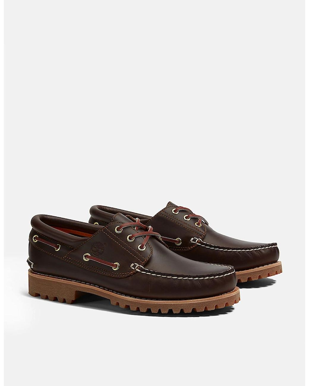 Timberland Brown Authentic 3-Eye Lug Handsewn Boat Shoe