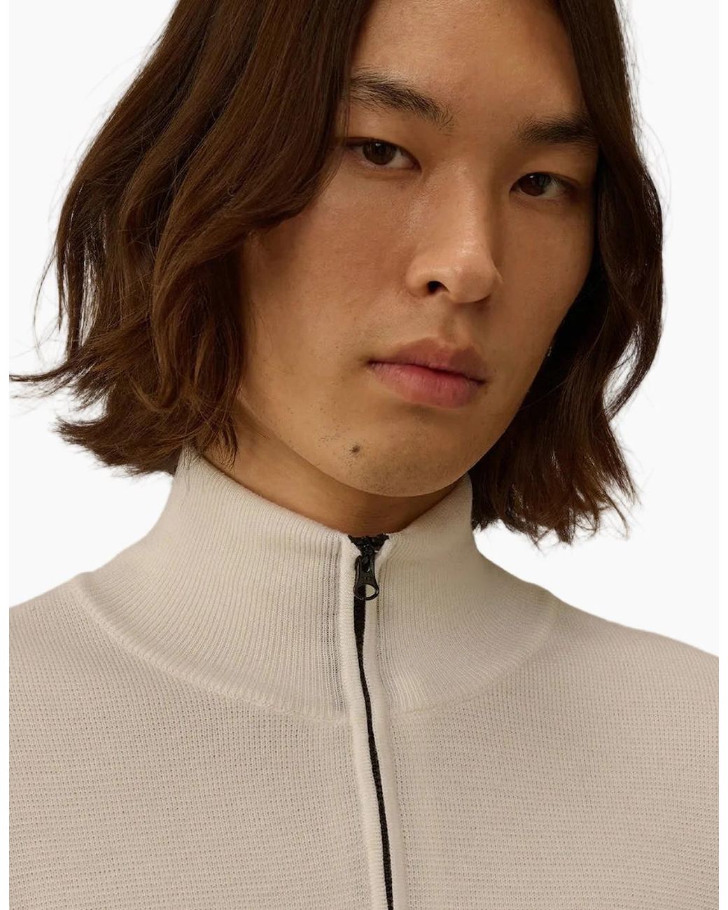 C P Company Natural Re-Wool Quarter Zip Lens Knit for men