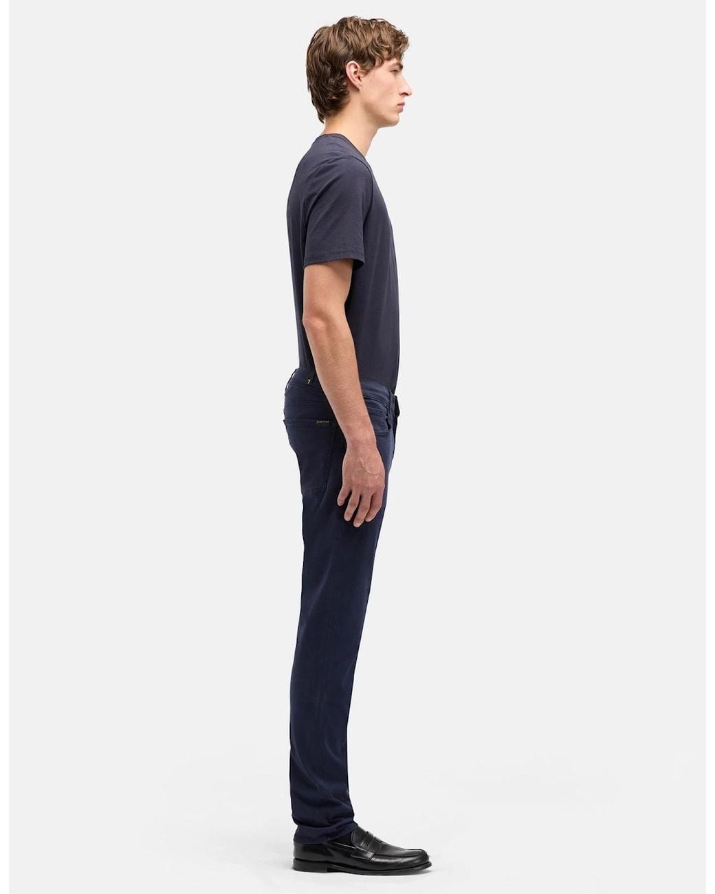 7 For All Mankind Blue Slimmy Slim Fit Luxe Performance Plus Stretch Sateen Jeans for men