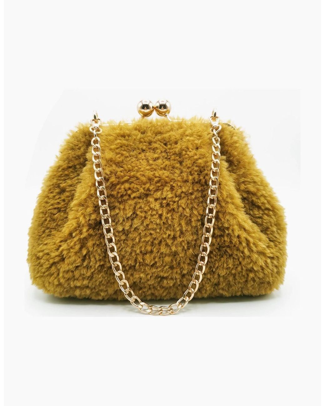 Nooki Design Yellow Booba Faux Fur Clutch Bag