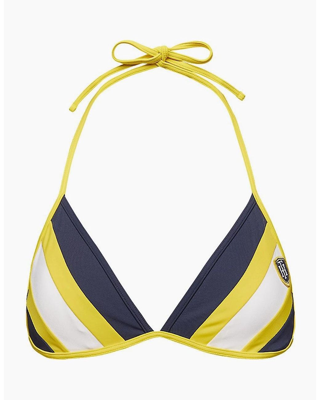 Tommy Hilfiger Yellow Halterneck Triangle Stripe Bikini Top, Blazer
