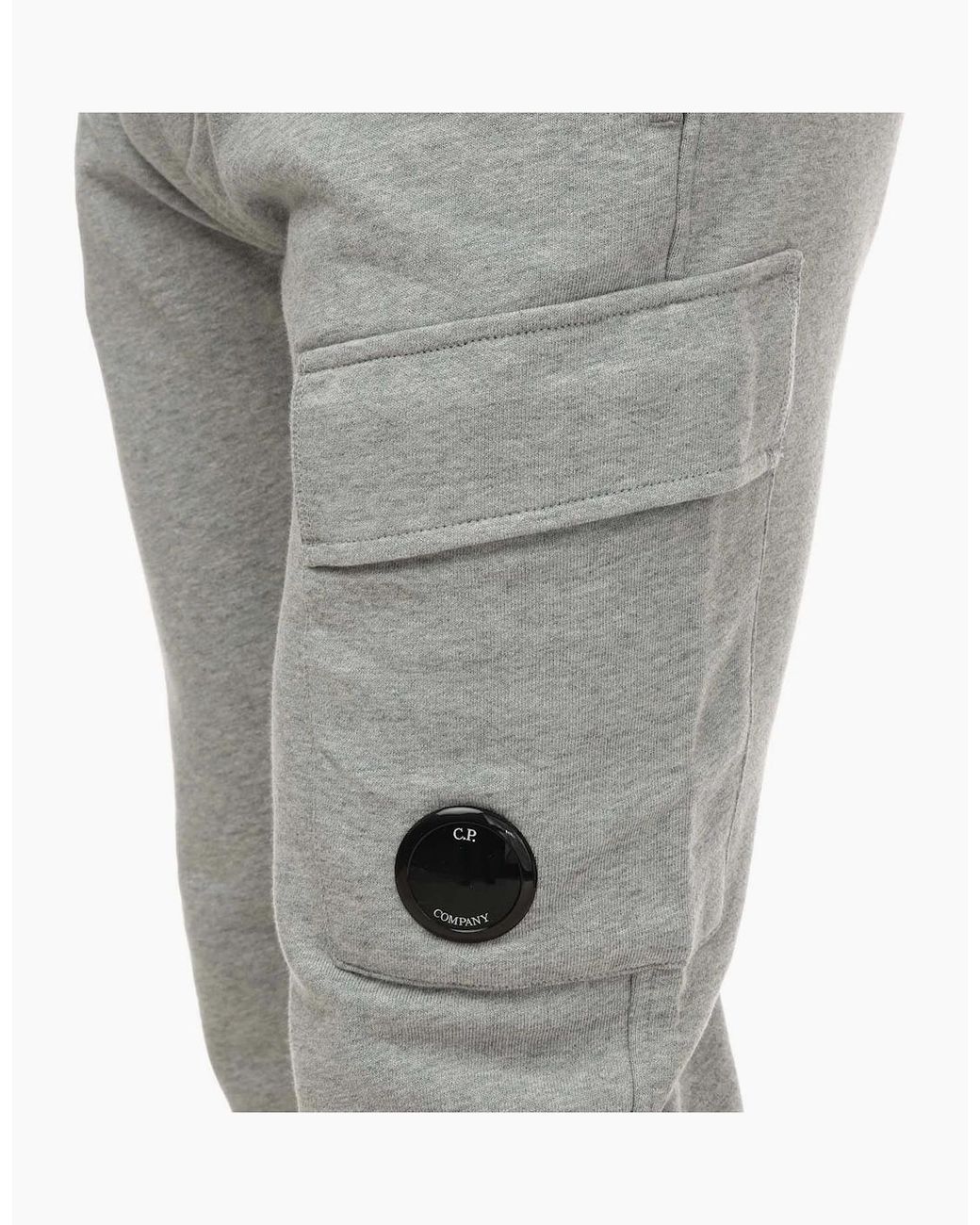 C P Company Gray Diagonal Raised Fleece Cargo Sweatpants for men