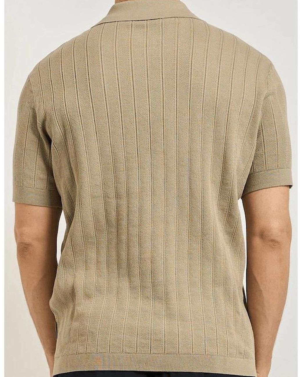 ARMANI EXCHANGE Natural Regular Fit Textured Knitted Zip Polo Shirt for men