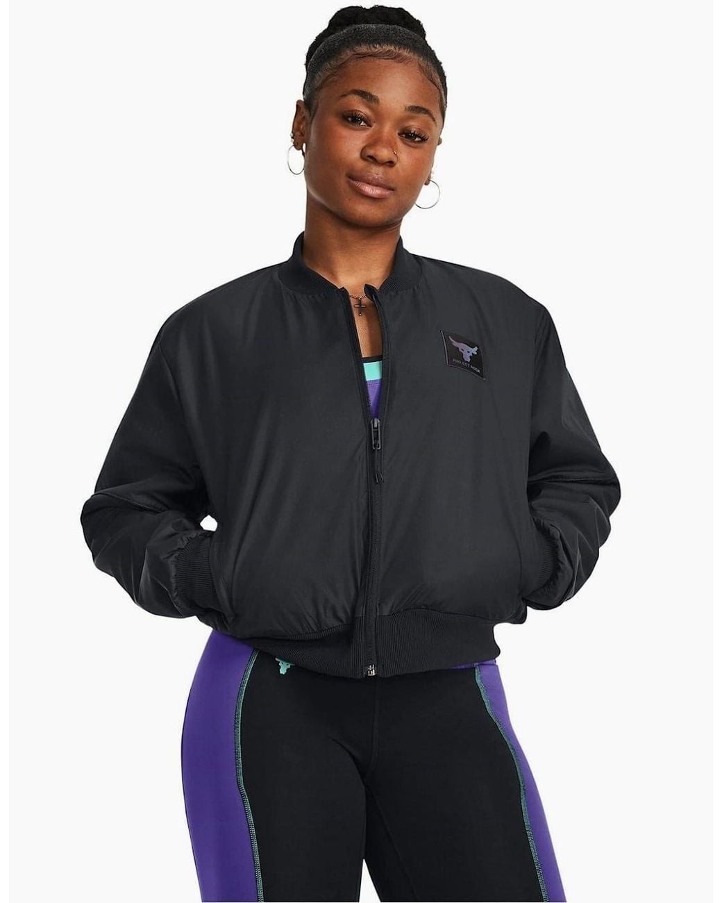 Under Armour Blue Short Collared Neck Relaxed Fit Bomber Jacket