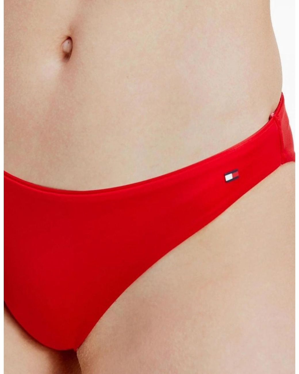 Tommy Hilfiger Red Reversible Swim Bikini Bottom, Logo Ww Aop