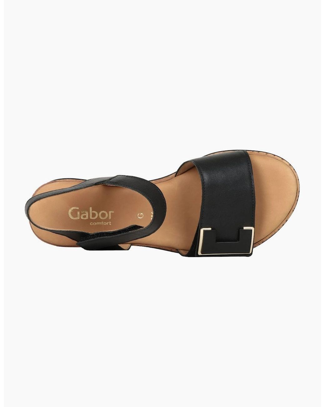 Gabor Black Shout Wedge Heel Sandals
