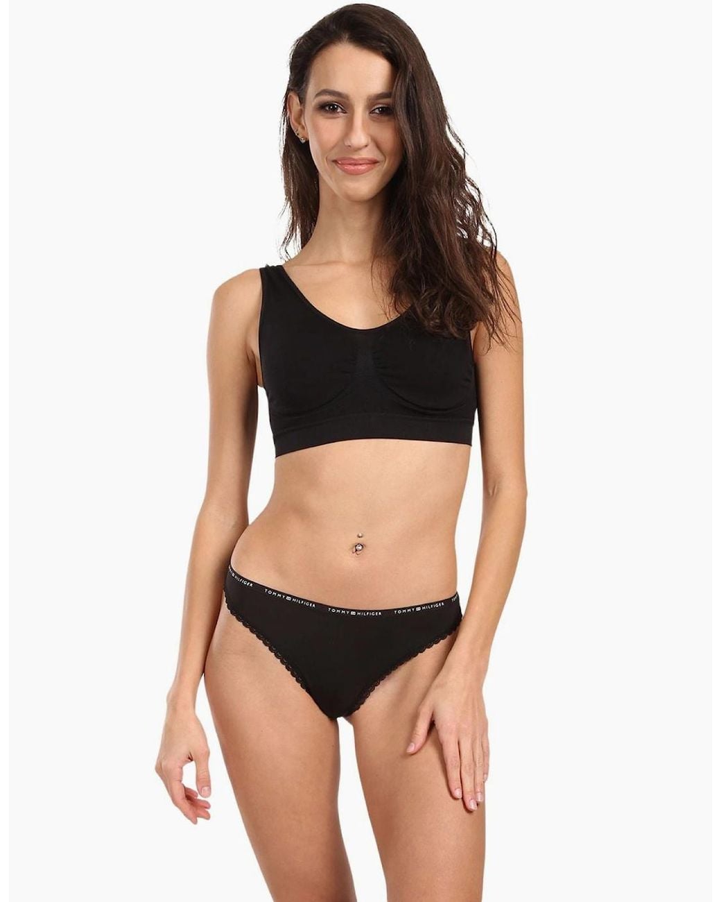 Tommy Hilfiger Black 3-Pack Classic Logo Lace Thongs
