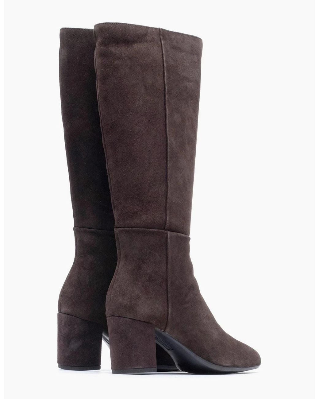 Hush Puppies Brown Oprah Suede Long Leather Chocolate Heeled Knee High Boots
