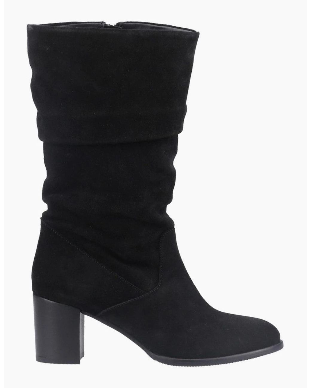 Hush Puppies Black Cosima Ruched Boot Tall Boots