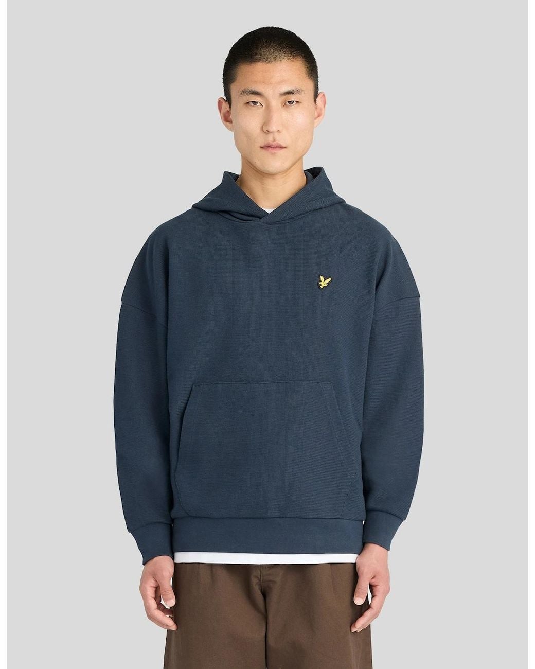 Lyle & Scott Blue Textured Rib Hoodie for men