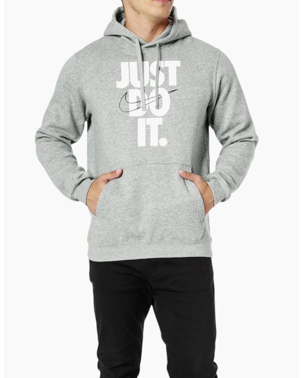 Nike Gray Hoodie Soft Fleece Sportswear Pullover Hoody Hybrid Hooded Sweatshirts for men
