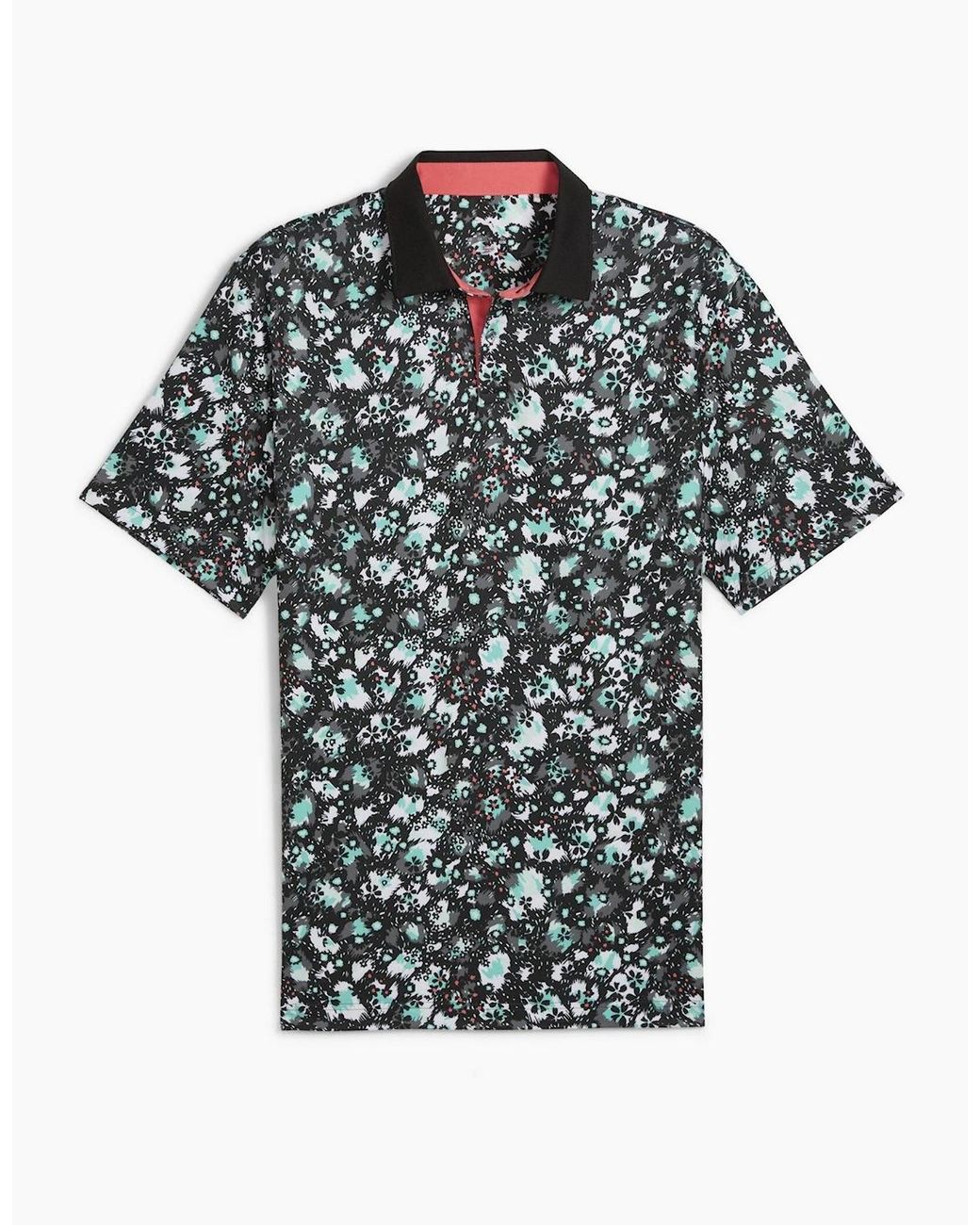 PUMA Black Cloudspun Abstract Camo Polo Shirt for men
