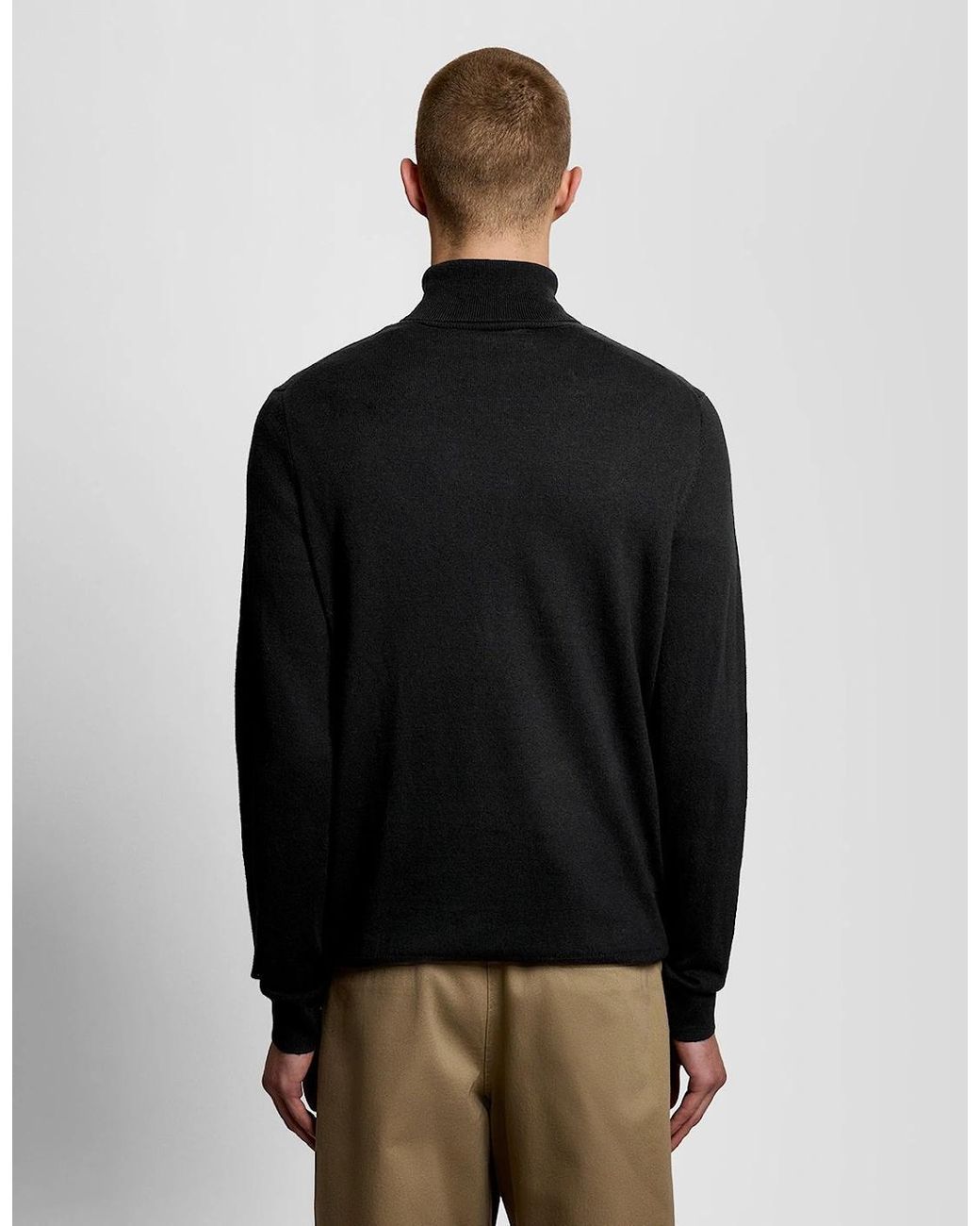 Lyle & Scott Black Cotton Merino Turtleneck Jumper for men