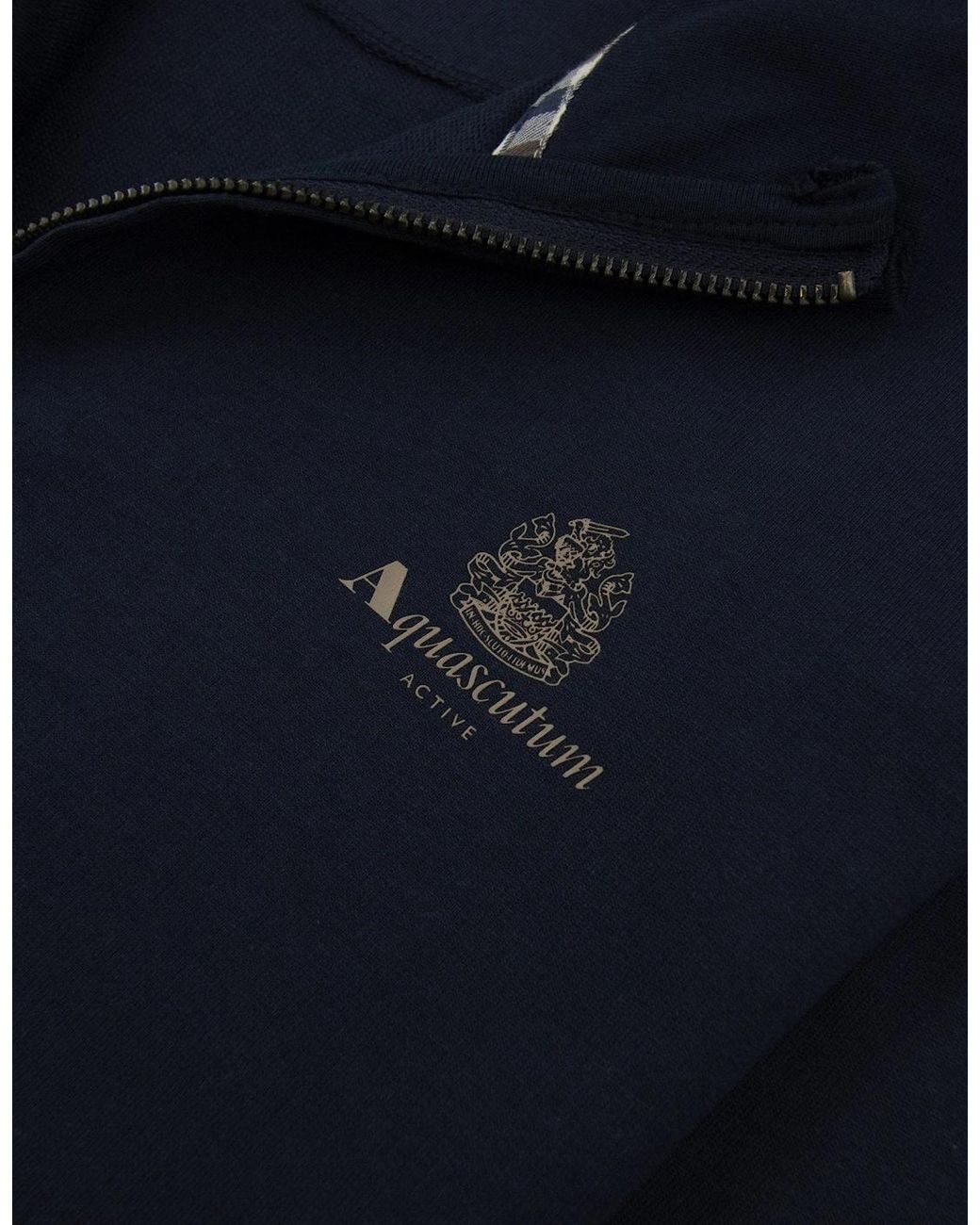 Aquascutum Blue Full Zip Club Check Mockneck Sweatshirt 11 for men