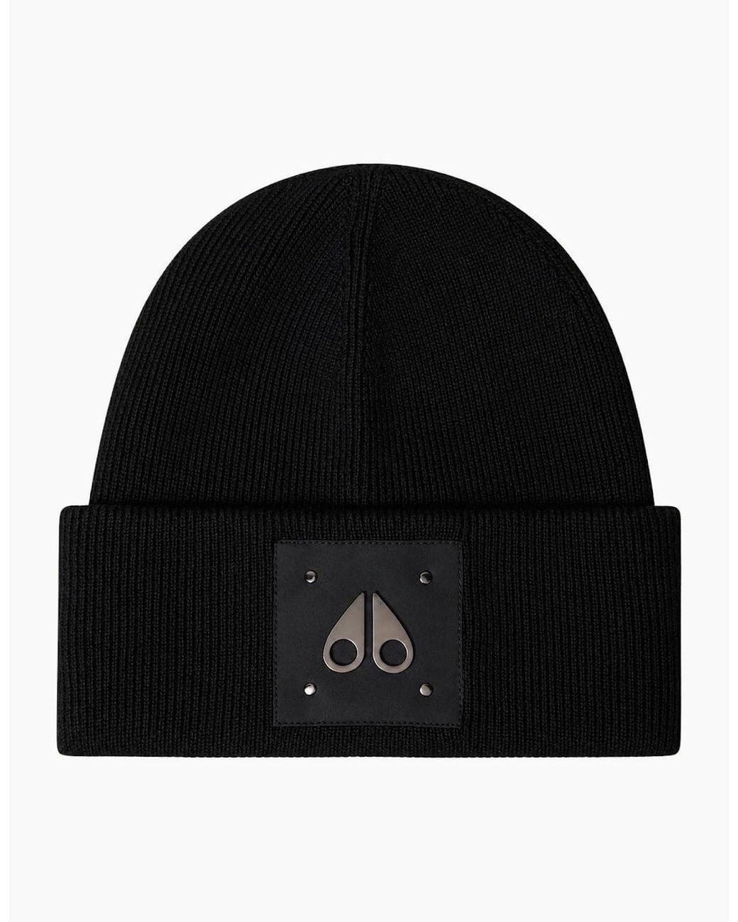 Moose Knuckles Black Icon Logo Wool Beanie for men