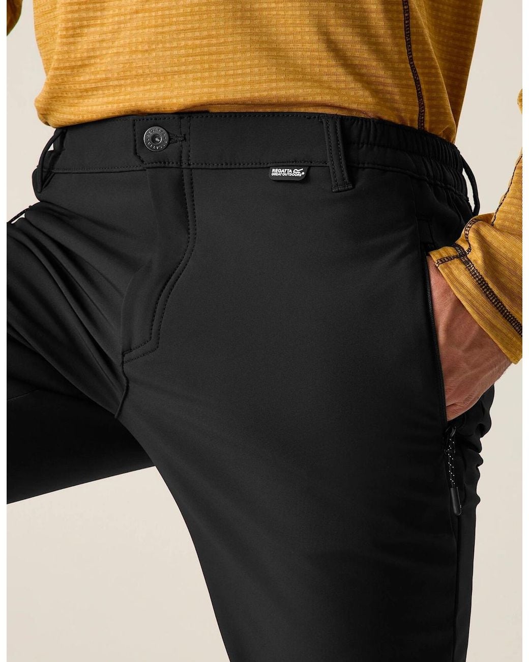 Regatta Black Geo Softshell Hiking Trousers for men