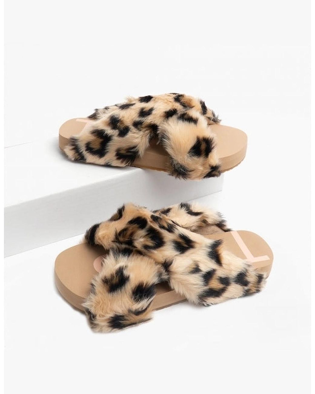 TOMS Brown Susie Faux Fur Mule Slippers Natural/Leopard