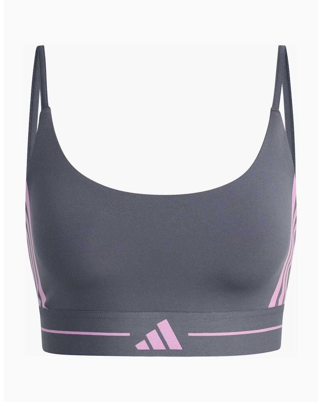 Adidas Gray Scoop Neck Sports Bra With Spaghetti Straps