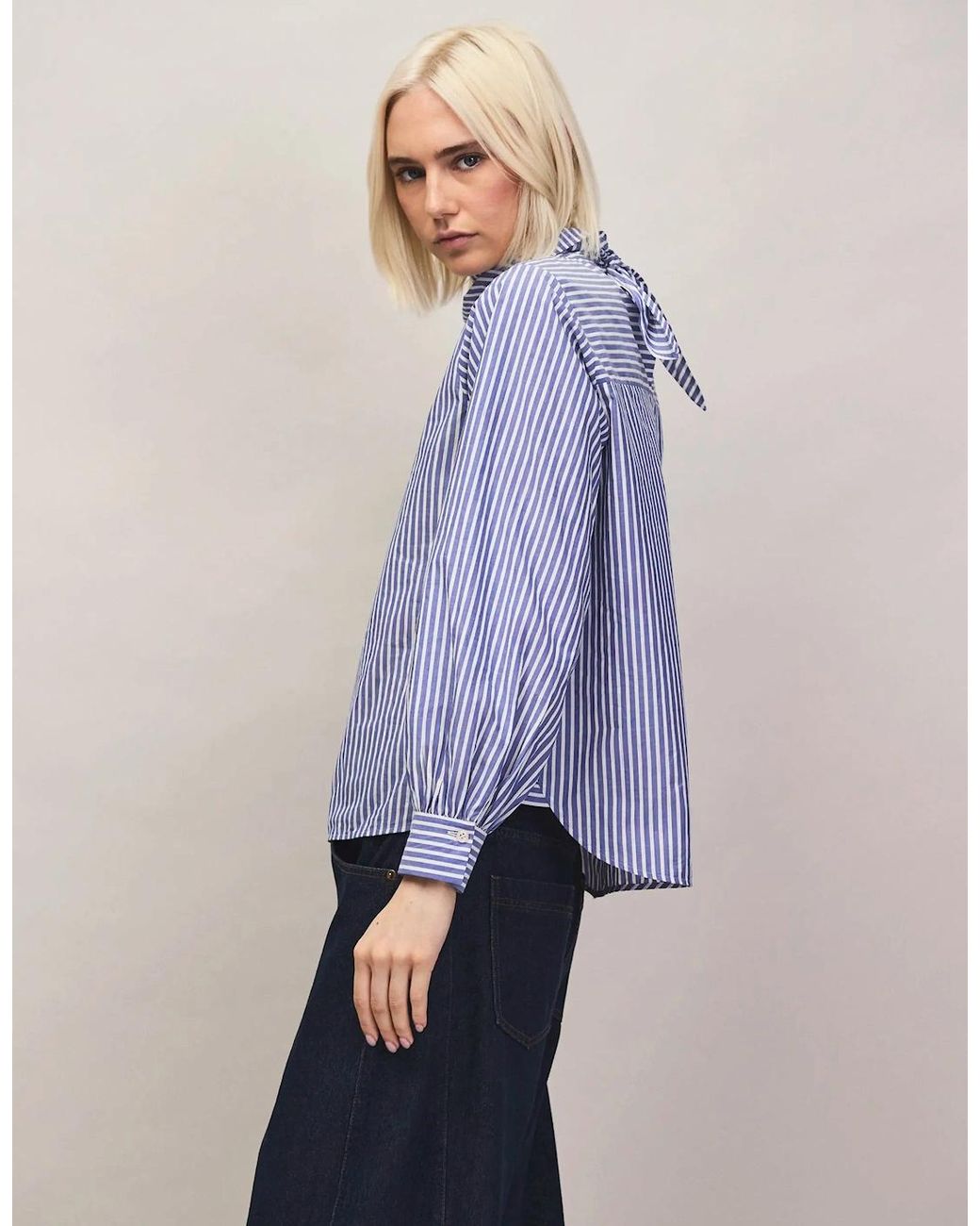 Ro&zo Purple Stripe Cotton Scarf Shirt