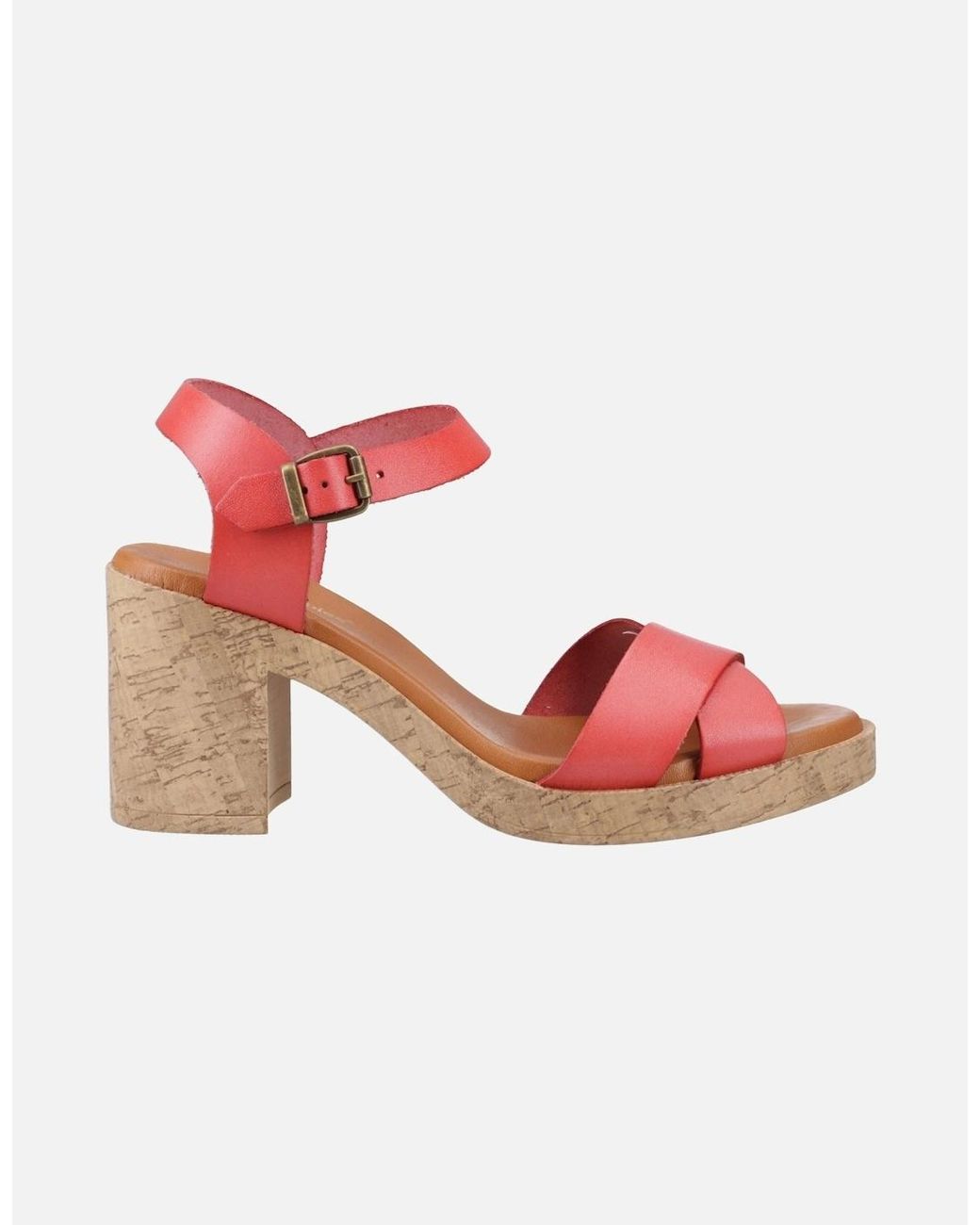 Hush Puppies Pink Georgia Cork Leather Coral Sandals