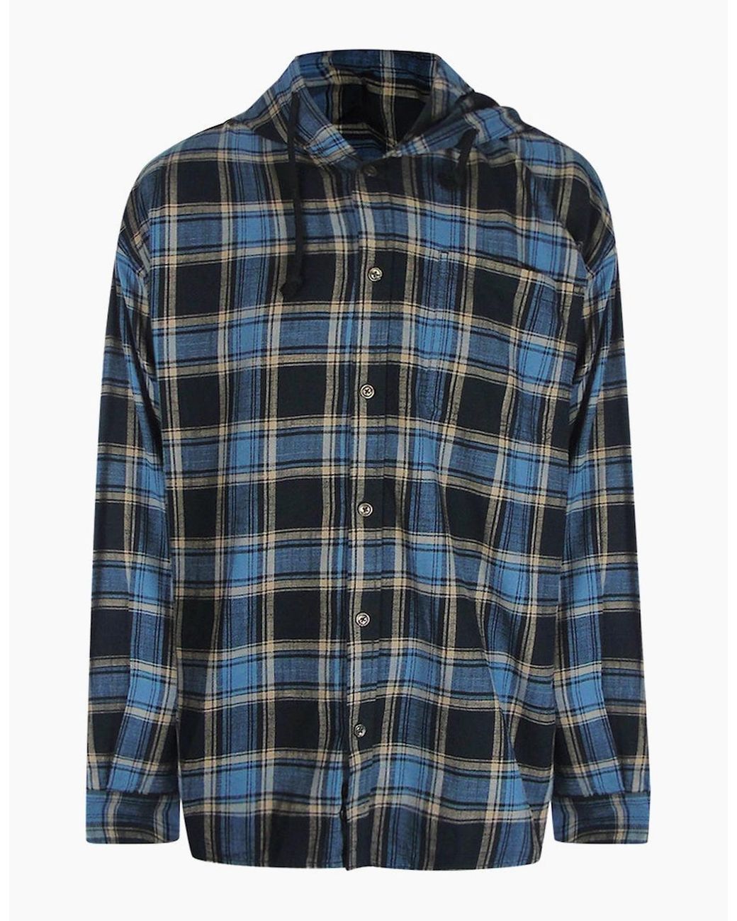 DIESEL Blue Checkered Hooded Shirt for men