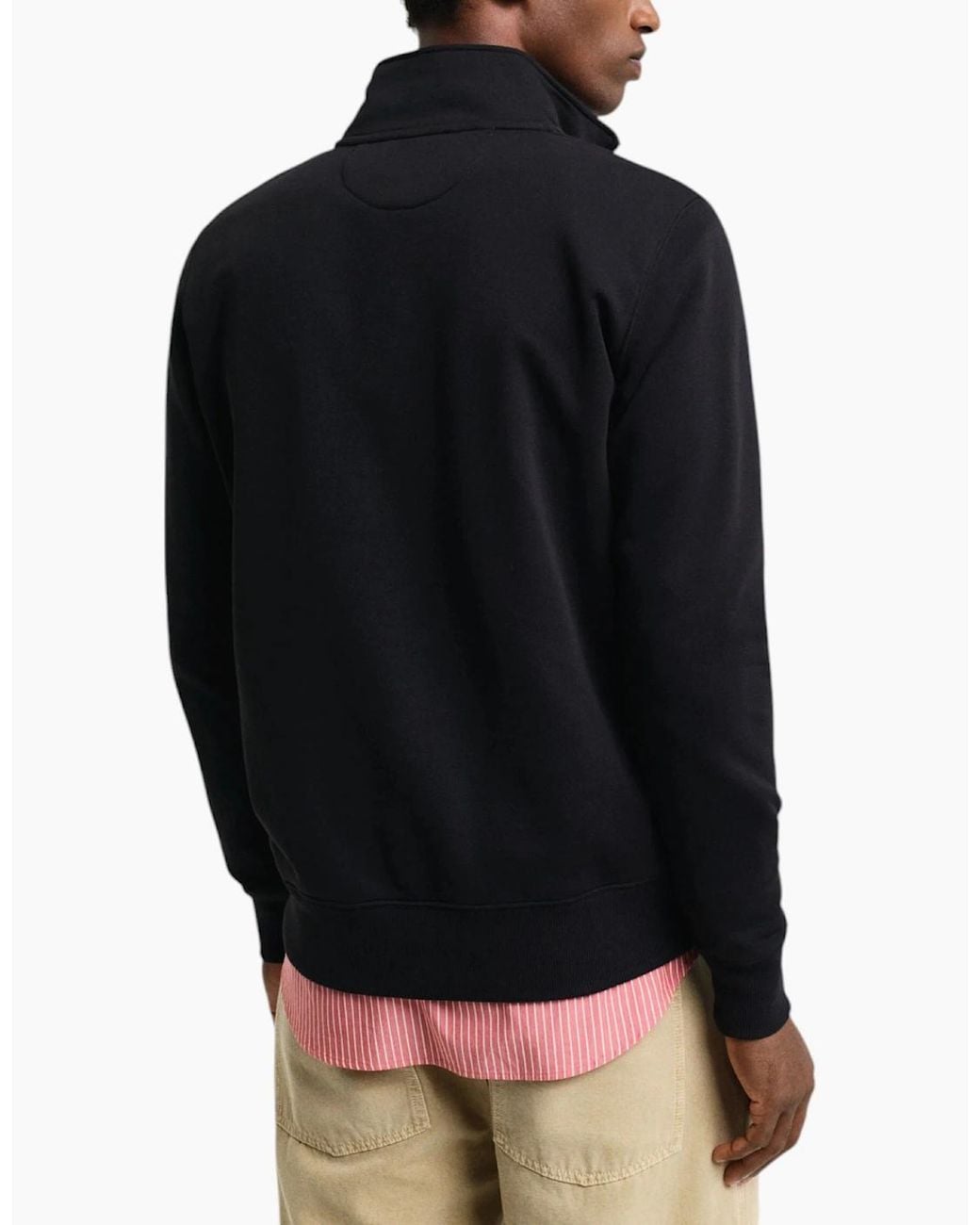 Gant Black Sweatshirt Embroidered Shield Half Zip Pullover Winter Jumper for men