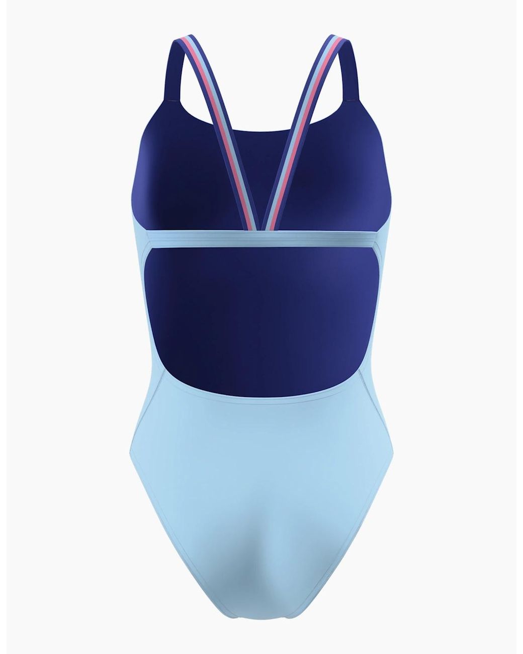 Speedo Blue Ladies Solid V-Cut Comfort One Piece Swimsuit