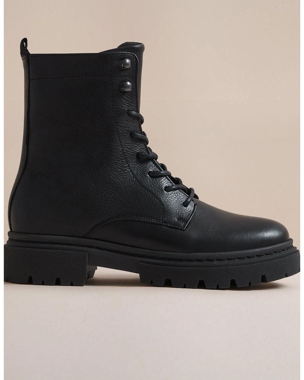 Hudson Black Ripley Leather Combat Boot