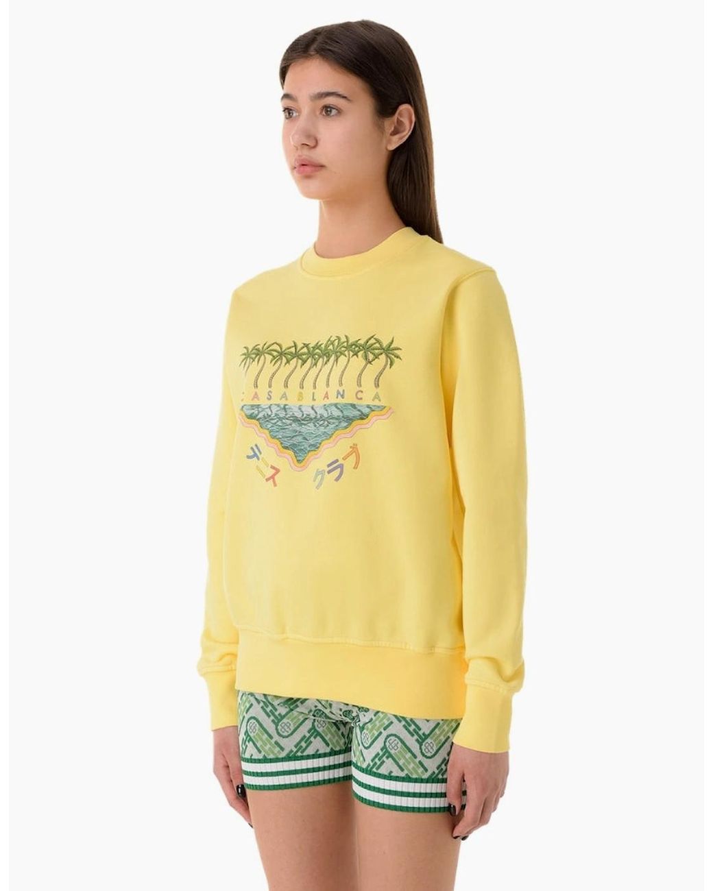 Casablanca Yellow Embroidered Sweatshirt Enoshima Beach Sweatshirt