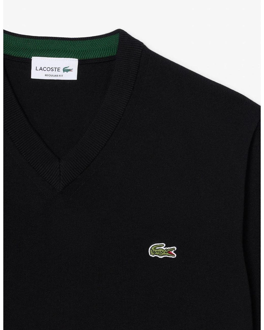 Lacoste Black Monochrome Jersey V Neck Sweater for men