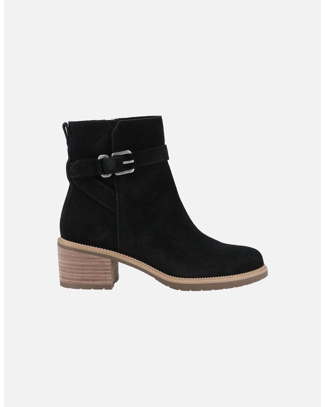 TOMS Black Hailey Buckle Leather Heeled Ankle Boots
