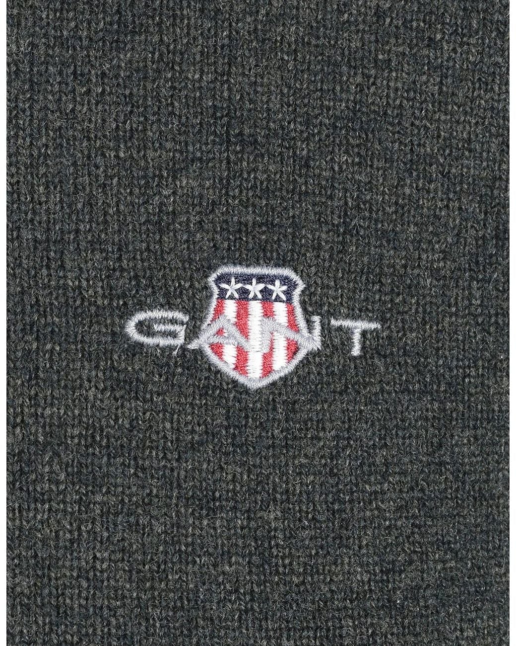 Gant Gray Superfine Lambswool Half Zip Dark Moss for men