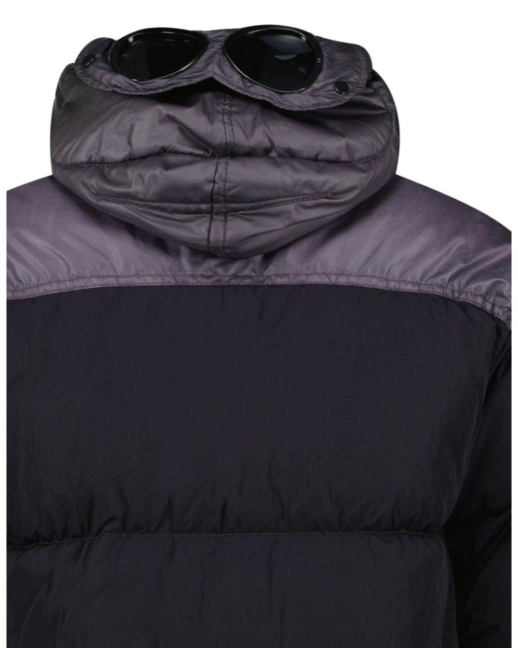 C P Company Black Eco Chrome R Mixed Goggle Down Jacket Nightshade for men