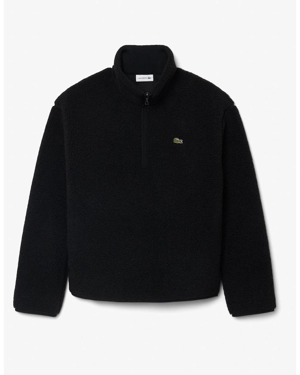 Lacoste Black Sherpa Fleece Half-Zip Sweatshirt for men