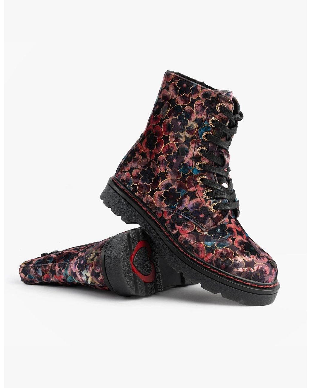 Heavenly Feet Multicolor Justina2 Viola Velour Ankle Boots Rose